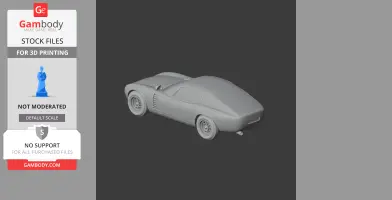 3D model of an Alfa Romeo Canguro car for 3D printing, shown from a rear-side angle.