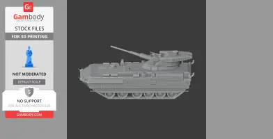 3D model of an armored tank with turret and tracks, designed for 3D printing.