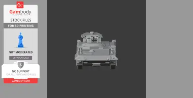 3D model of a tank viewed from the front, detailed for 3D printing.