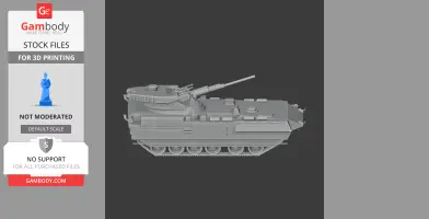 3D rendering of a detailed tank model for printing, featuring turret and tracks.