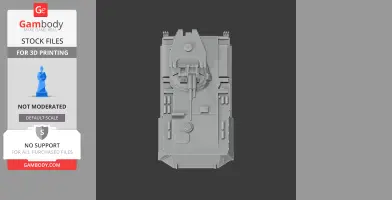 3D model of a tank viewed from above, showcasing the turret and armor details.
