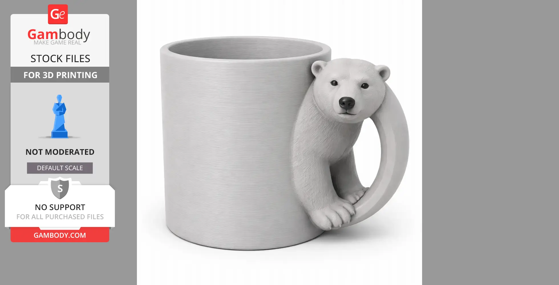 Polar Bear Mug - Animal Wall Hook STL