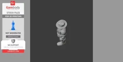 A 3D model of an Arms Dealer from Terraria, featuring a figure in a hat and armor, viewed from above.