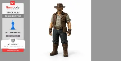 A rugged figure with a hat, vest, and boots, ready for adventure. 3D printable model from a game.