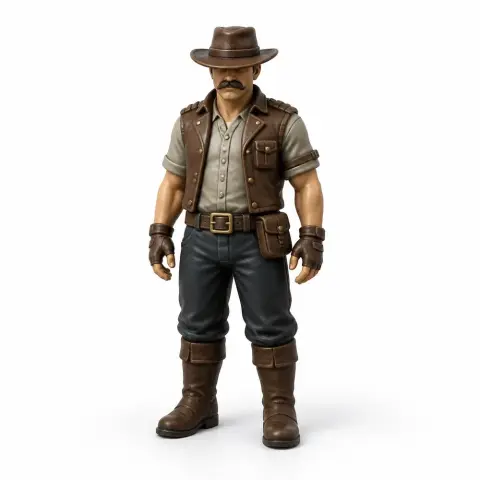 Arms Dealer figurine from Terraria, wearing a hat, vest, and boots, ready for 3D printing.