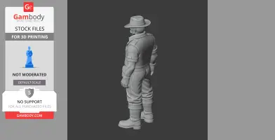 Armored character figurine with a hat, standing in a neutral pose, designed for 3D printing.