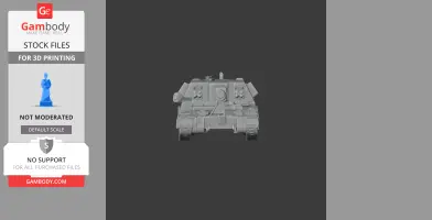 Front view of a detailed AS-90 tank 3D model for printing, showcasing turret and structure.