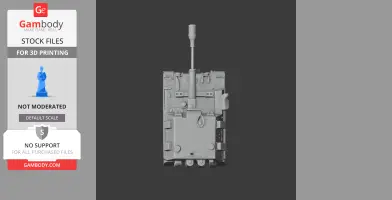 3D model of an AS-90 tank for printing, showcasing detailed armor and turret from a top view.