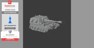 3D model of an AS-90 tank, detailed cannon and tracks, displayed on Gambody for 3D printing.
