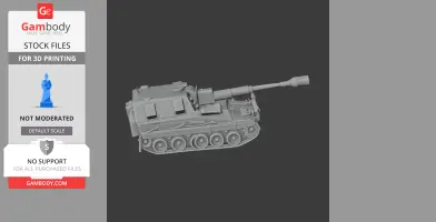 A detailed 3D model of an AS-90 tank, ideal for 3D printing, featuring realistic treads and turret.
