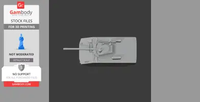 A top-down view of a detailed 3D model of a tank, suitable for 3D printing.