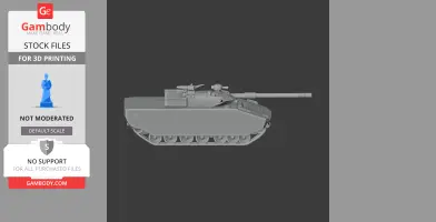 A detailed side view of a 3D model of an ASCOD tank for 3D printing, displayed on a dark background.