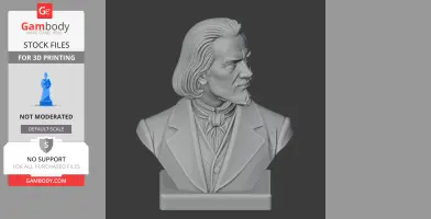 3D bust of a man in a historical outfit, long hair and a distinguished expression.