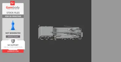 3D model of a detailed military tank vehicle viewed from the top, designed for 3D printing.