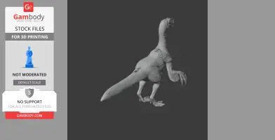 A detailed 3D model of a Neimongosaurus, standing on two legs, with a long tail and feather-like textures.