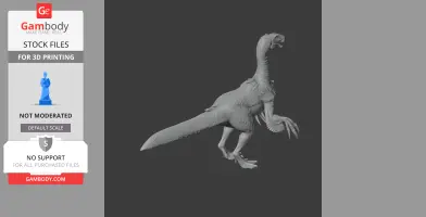 A detailed 3D model of a Neimongosaurus, a bipedal dinosaur with a long tail and clawed hands.