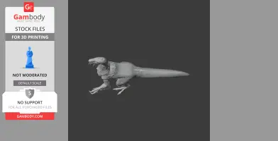 3D model of a Neimongosaurus in a crouching position, ready for 3D printing.