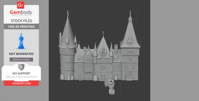 3D model of Andrassy Castle with towers, spires, and detailed architecture for printing.