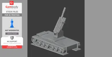 3D model of a Batignolles Chatillon 155 mm tank with elevated cannon barrel for 3D printing.