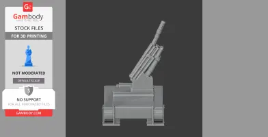 3D model of a Batignolles Chatillon 155 mm tank with elevated gun on a platform.