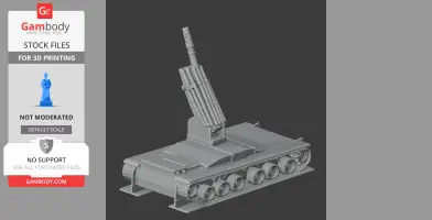 3D model of a Batignolles Chatillon tank with raised artillery cannon, ready for 3D printing.