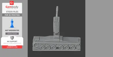 3D model of the Batignolles Chatillon 155 mm tank, side view, with detailed tracks and barrel.