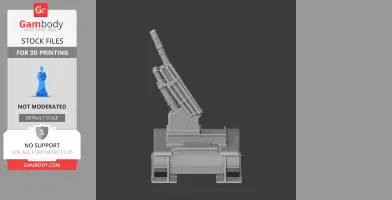 3D model of a Batignolles Chatillon 155 mm tank, ready for 3D printing, viewed from the side.