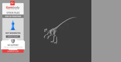 3D model of a Nemegtomaia dinosaur, standing with an elongated tail and open claws, designed for 3D printing.