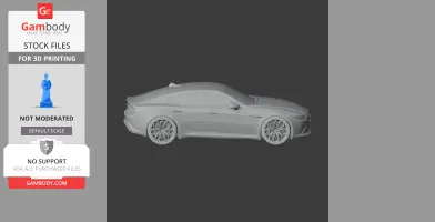 3D model of a sleek Alfa Romeo Giulia car for 3D printing, shown in a side view on a gray background.