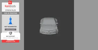 Front view of 3D model car, resembling 2015 Alfa Romeo Giulia, for 3D printing.