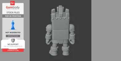 Gray robotic figurine from Brawl Stars, viewed from the back, with blocky head and limbs.