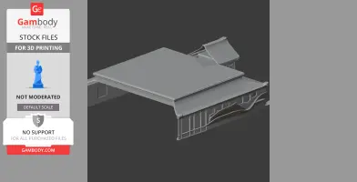 3D model of a palace section, featuring arches and a sloping roof, designed for 3D printing.