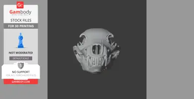 3D model of a detailed brown bear skull, frontal view, for 3D printing.