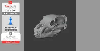3D model of a detailed brown bear skull, designed for 3D printing.