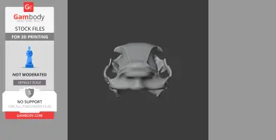 3D model of a brown bear skull from a front view, designed for 3D printing.