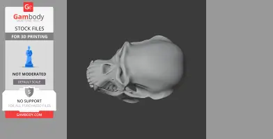 3D model of a chimpanzee skull, side view, designed for 3D printing from Gambody Stock.