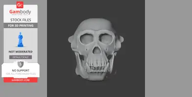 3D printable chimpanzee skull model for STL files.
