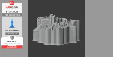 3D model of Alnwick Castle, featuring detailed medieval architecture for 3D printing.