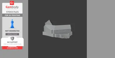 3D model of a simple, low-detail castle-like building suitable for 3D printing.