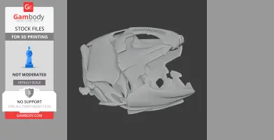 3D model of a coelacanth skull, featuring detailed bone structures, set against a dark background.