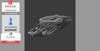 3D model of a coelacanth skull replica, featuring detailed bone structure for 3D printing.