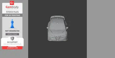 3D model of an Alfa Romeo Giulietta car, viewed from the top, designed for 3D printing.