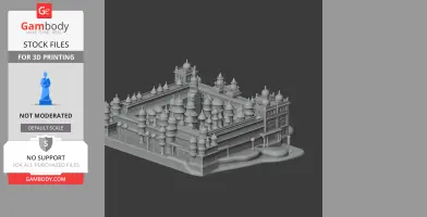 3D model of Amba Vilas Palace with intricate domes and architectural details, suitable for printing.