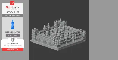3D model of Amba Vilas Palace with detailed domes and arches, suitable for 3D printing.