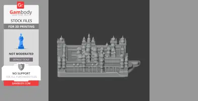 3D model of Amba Vilas Palace, featuring intricate turrets and architectural details for 3D printing.