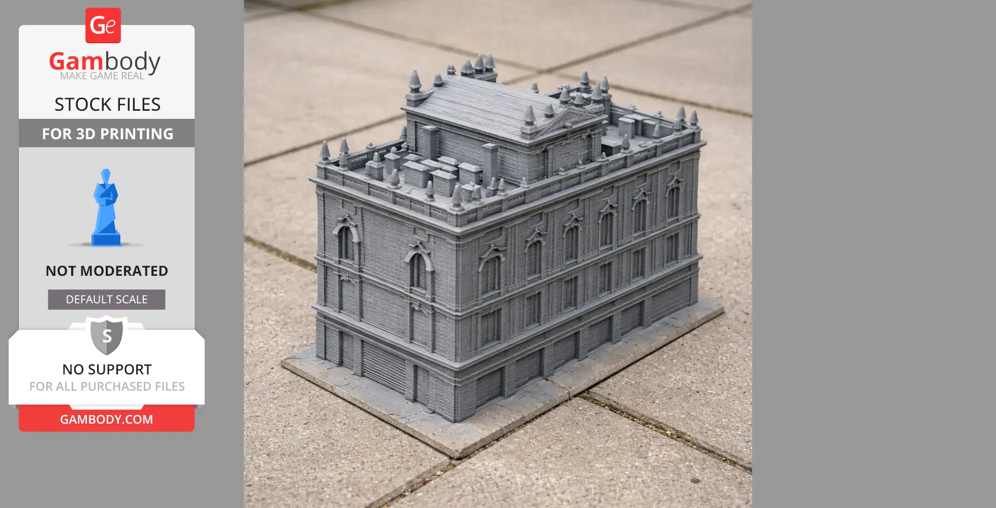 A detailed 3D-printed model of the Archbishop's Palace in Prague, showcasing intricate architectural features.