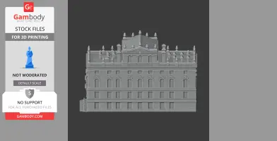 3D model of Archbishop's Palace in Prague with detailed facade and spires, suitable for 3D printing.