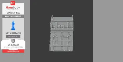 3D model of a detailed architectural facade resembling the Archbishop's Palace in Prague.