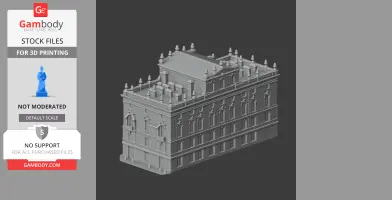 Intricately detailed STL model of Archbishop's Palace, Prague for 3D printing.