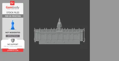 3D model of a detailed classical building with central dome and ornate facade, suitable for printing.